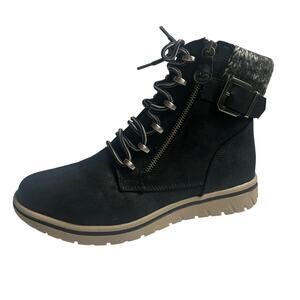 Cliffs by White Mountain Hearten Black Fabric Zip Buckle Bootie Boot 9 Wide New